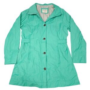 Eddie Bauer Jacket L Teal Button Front Lightweight‎ Lined Spring Coat Rain Coat